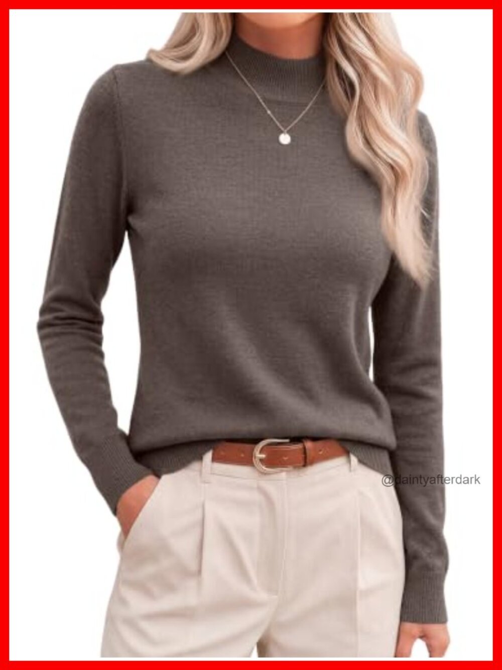 Merino Wool Blend Mock Neck Lightweight Pullover Sweater